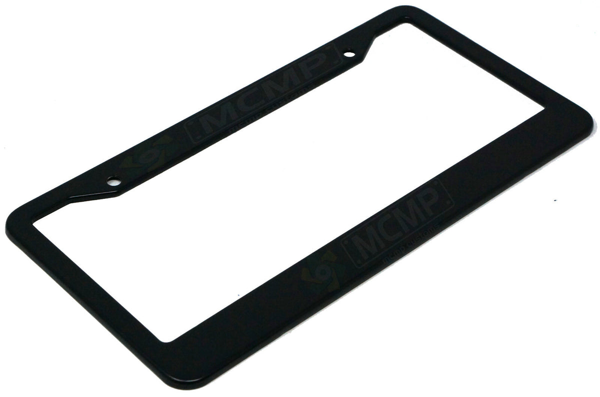 Close-up of "Creeper Awww Man Minecraft" license plate frame showing fade-proof print quality