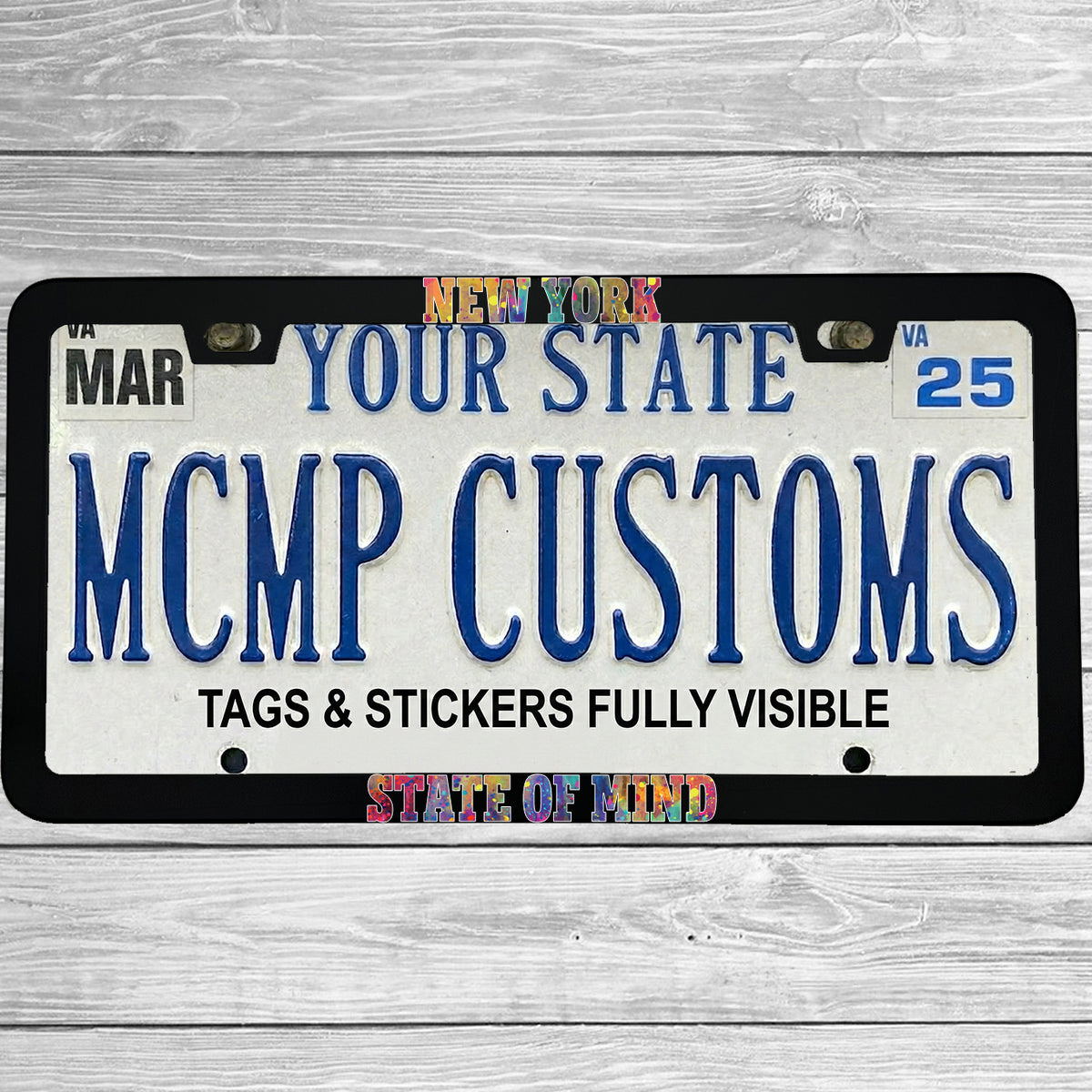 "New York State Of Mind" license plate frame shown on vehicle β lifestyle photo