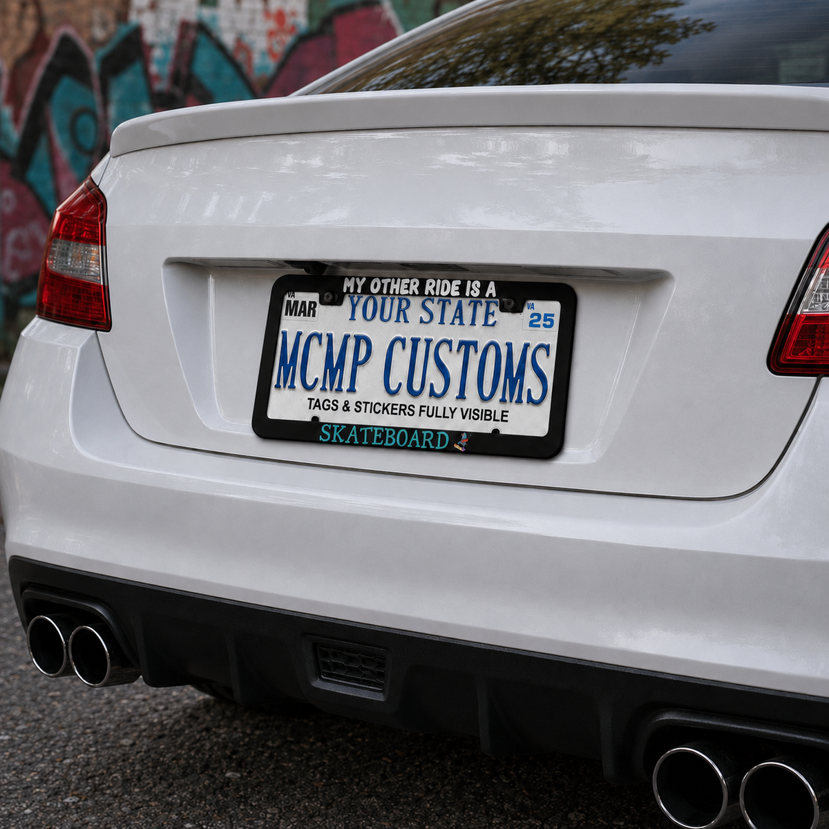 "My Other Ride Is A Skateboard Funny" license plate frame β product photo