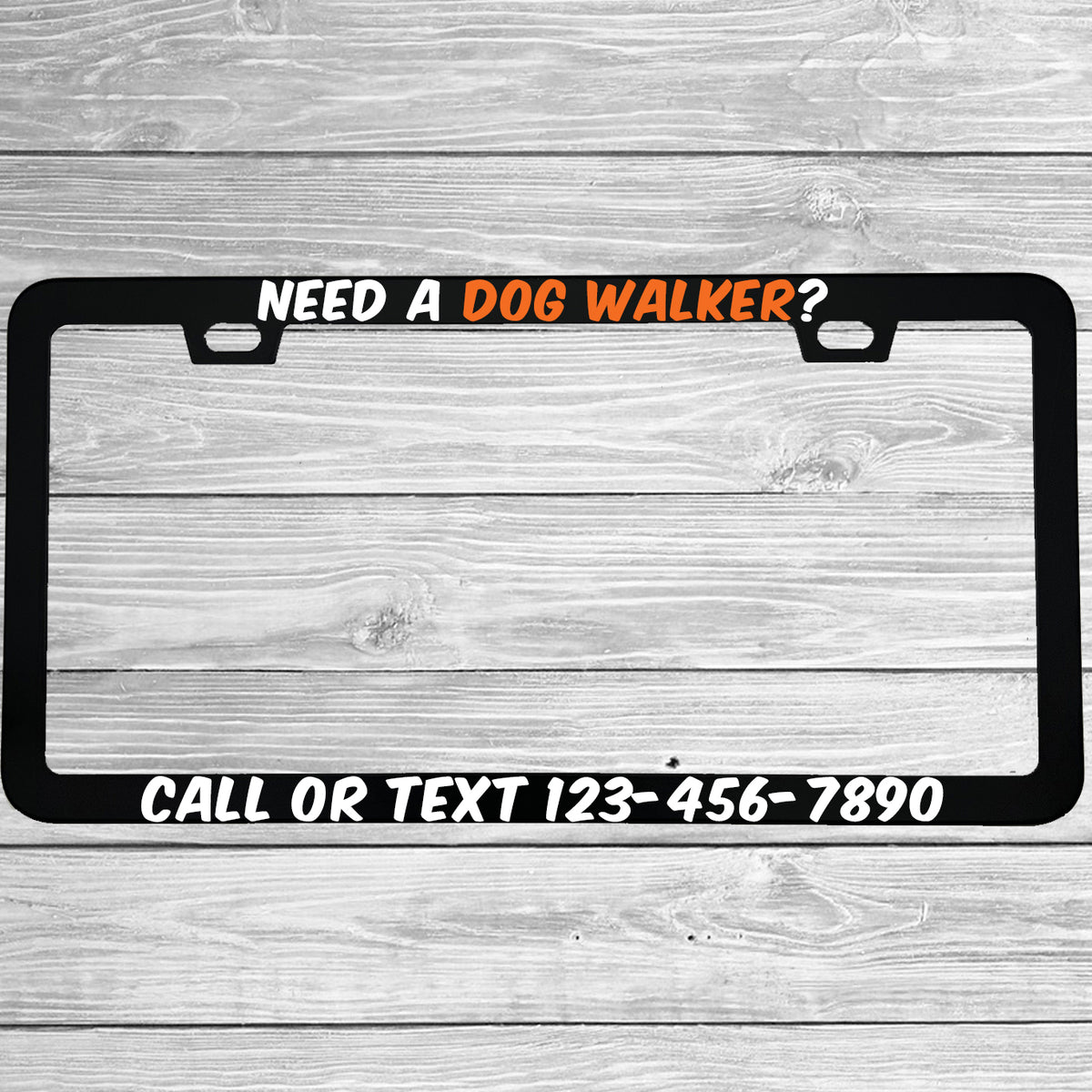MCMP Customs aluminum license plate frame β features and quality detail infographic