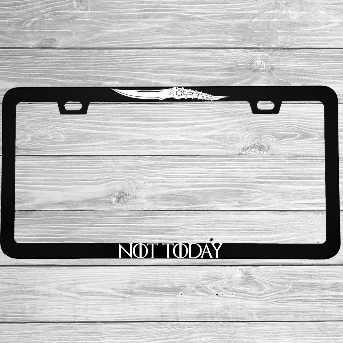MCMP Customs aluminum license plate frame β features and quality detail infographic