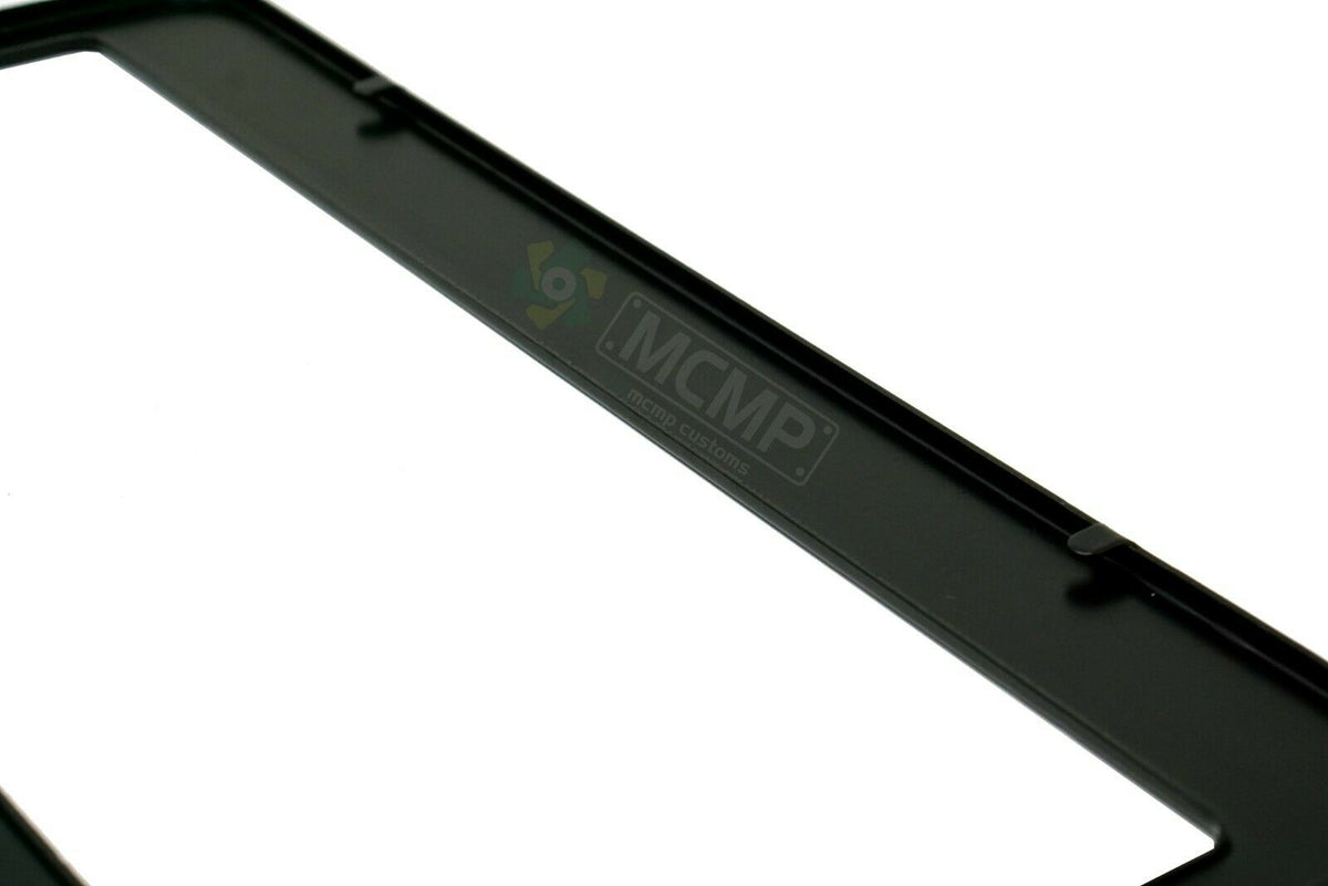Close-up of "Are We There Yet?" license plate frame showing fade-proof print quality