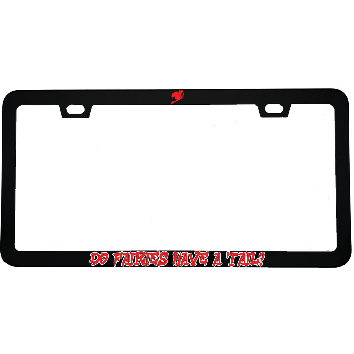 "Do Fairies Have A Tail?" anime aluminum license plate frame — front view