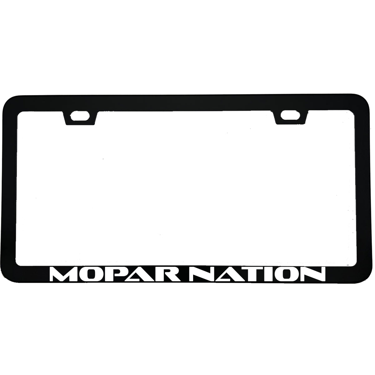 "Mopar Nation" car enthusiast aluminum license plate frame — front view