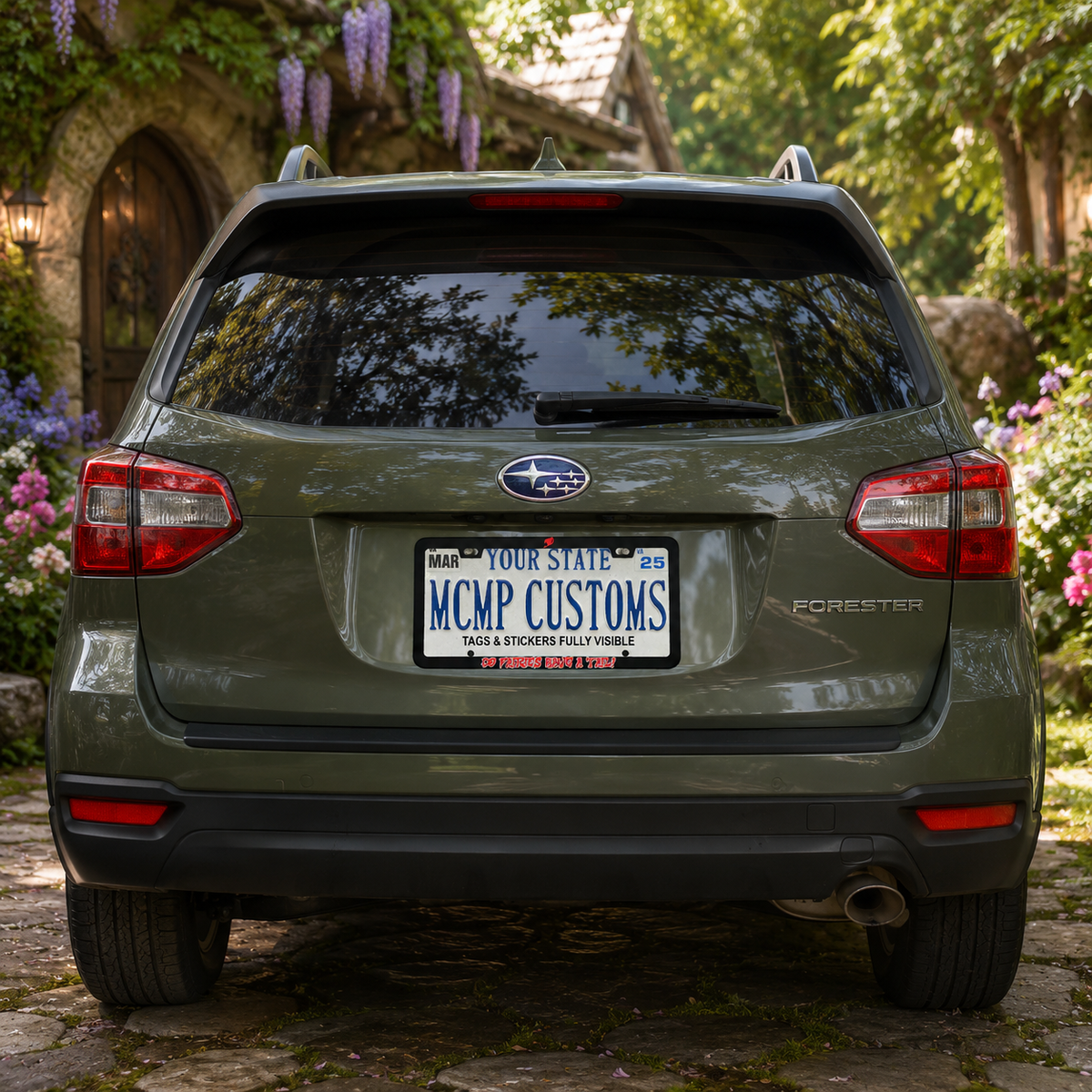 "Do Fairies Have A Tail? Anime" license plate frame shown on vehicle — lifestyle photo