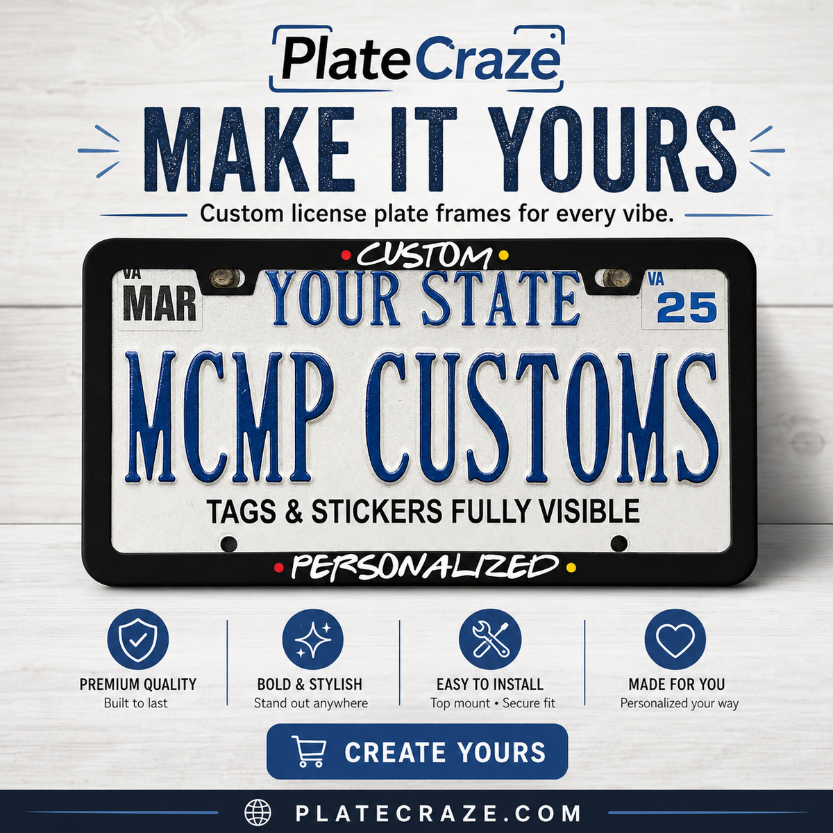 "Custom Friends Theme Personalized" license plate frame — product photo