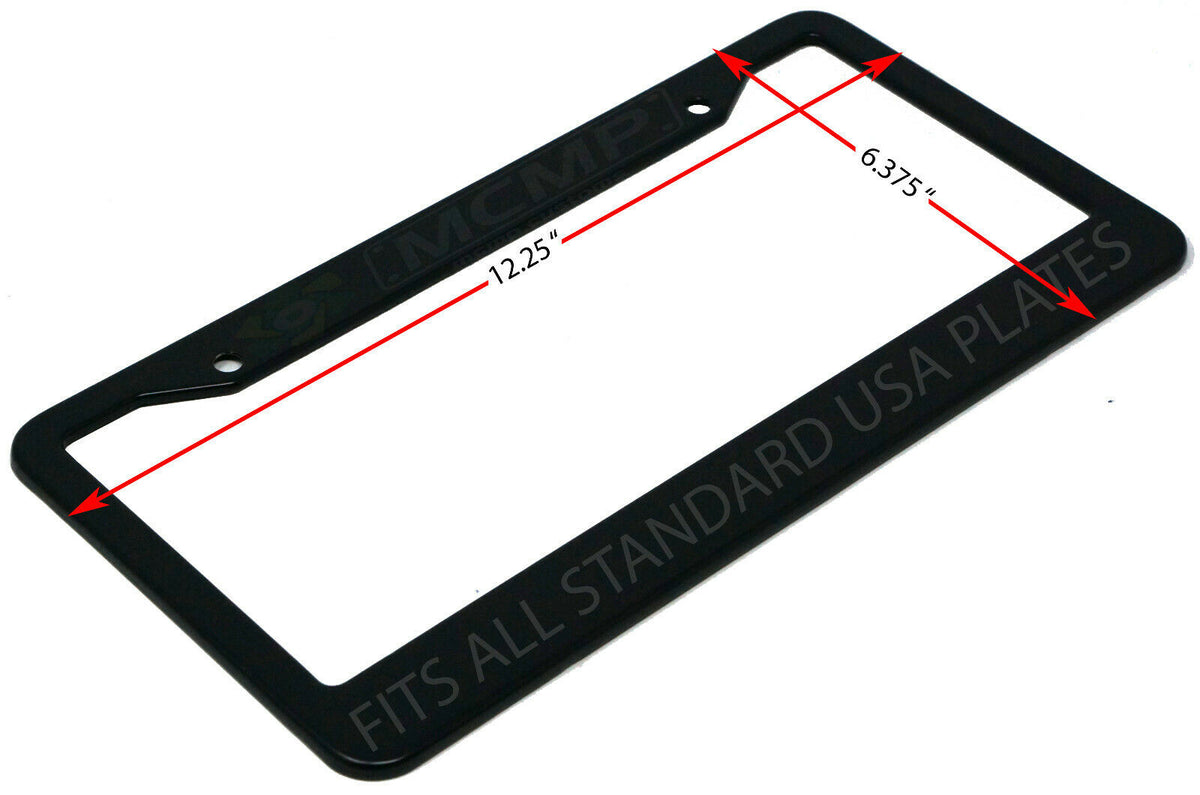 Close-up of "Trust Your Crazy Ideas" license plate frame showing fade-proof print quality