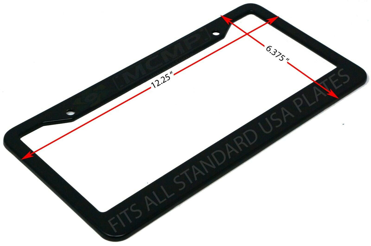 Close-up of "Worlds Best Grandpa" license plate frame showing fade-proof print quality