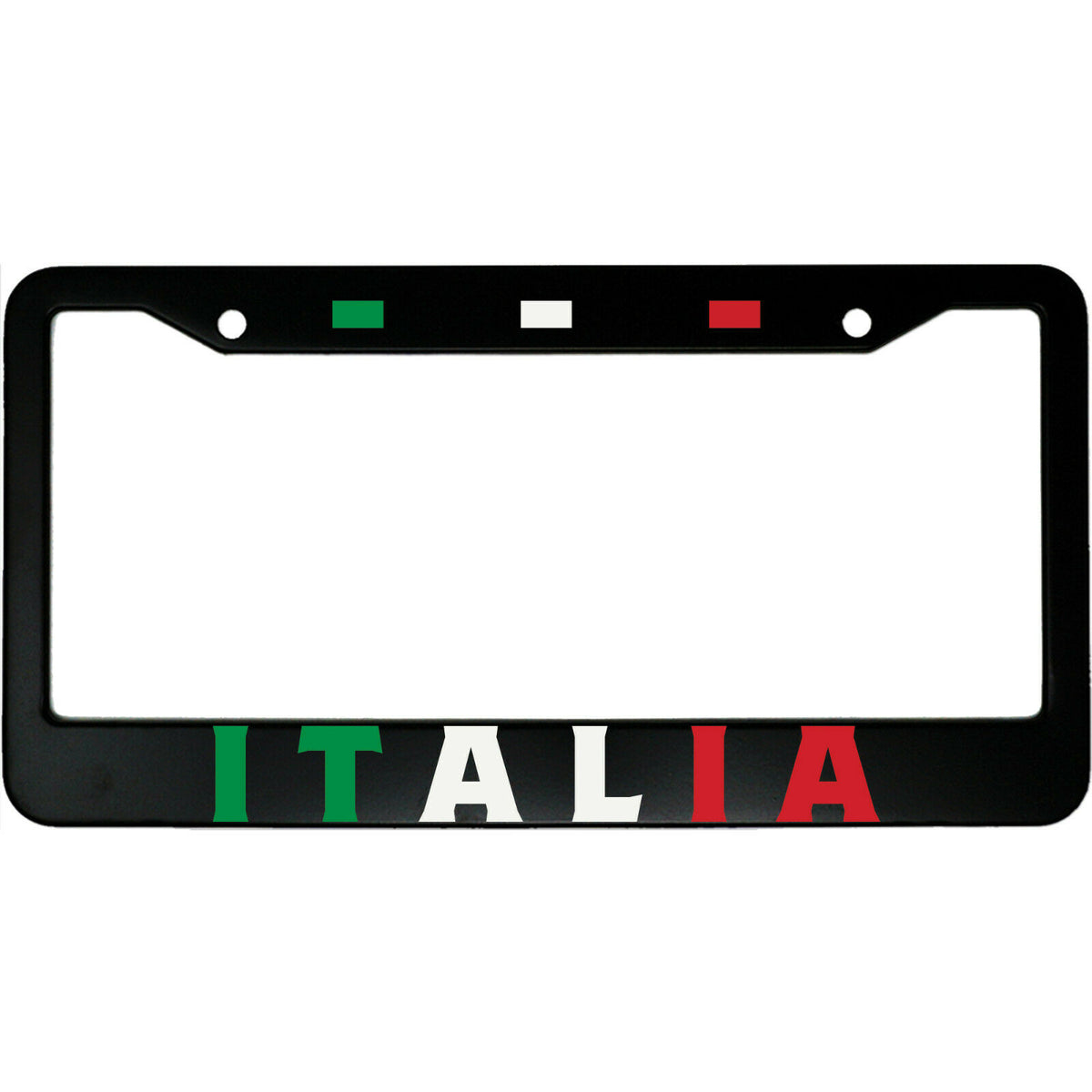 "Italia Italian Pride Italy Flag" state pride aluminum license plate frame — front view