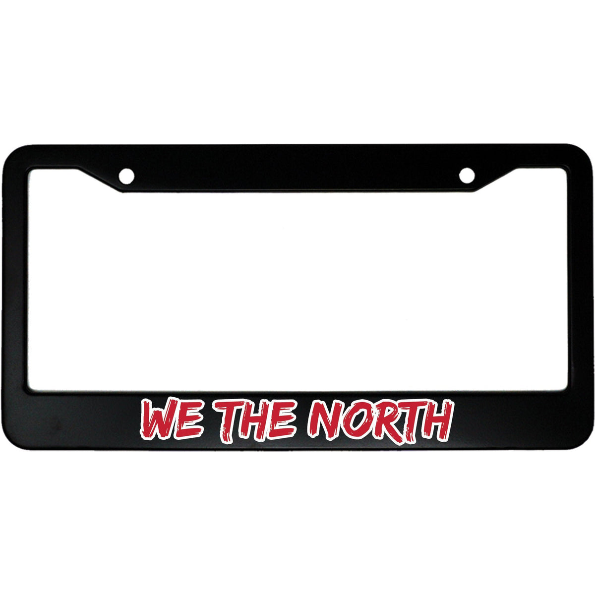"We The North" sports fan aluminum license plate frame — front view