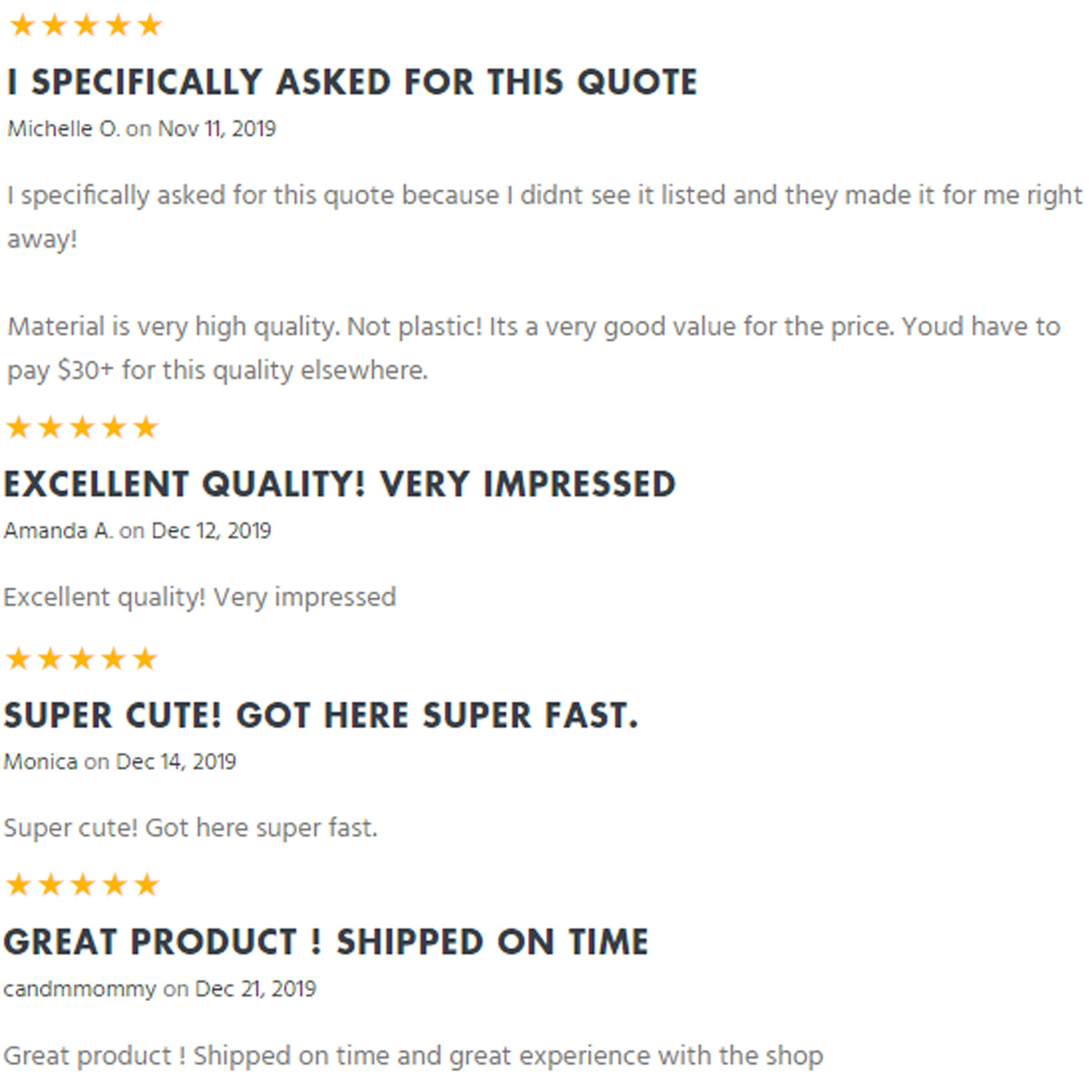 Five-star customer reviews for custom aluminum license plate frames