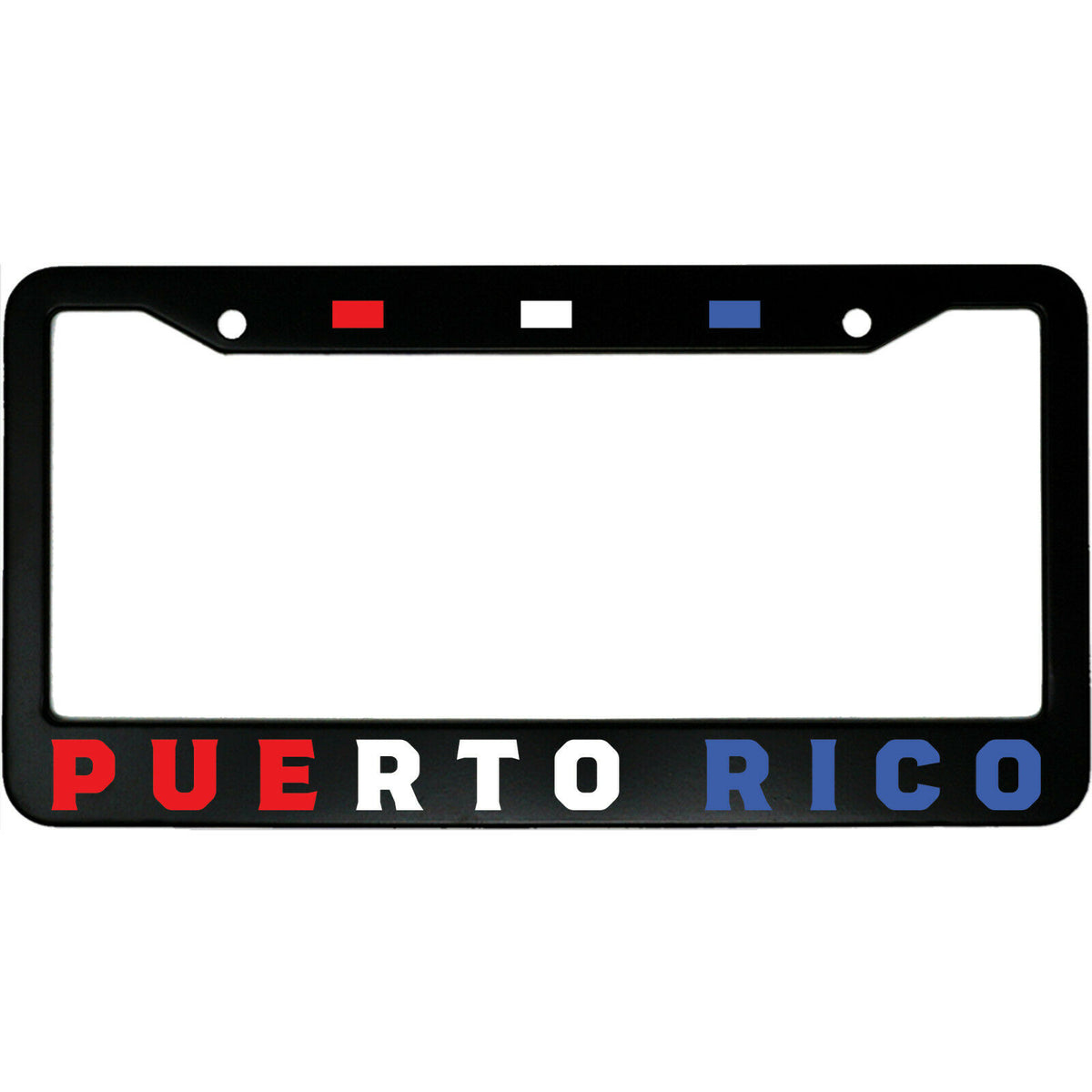 "Puerto Rico Flag Puerto Rican Pride" state pride aluminum license plate frame — front view